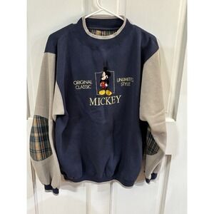 Vintage 90s Disney‎ Mickey Sweatshirt Elbow Patches Large EUC